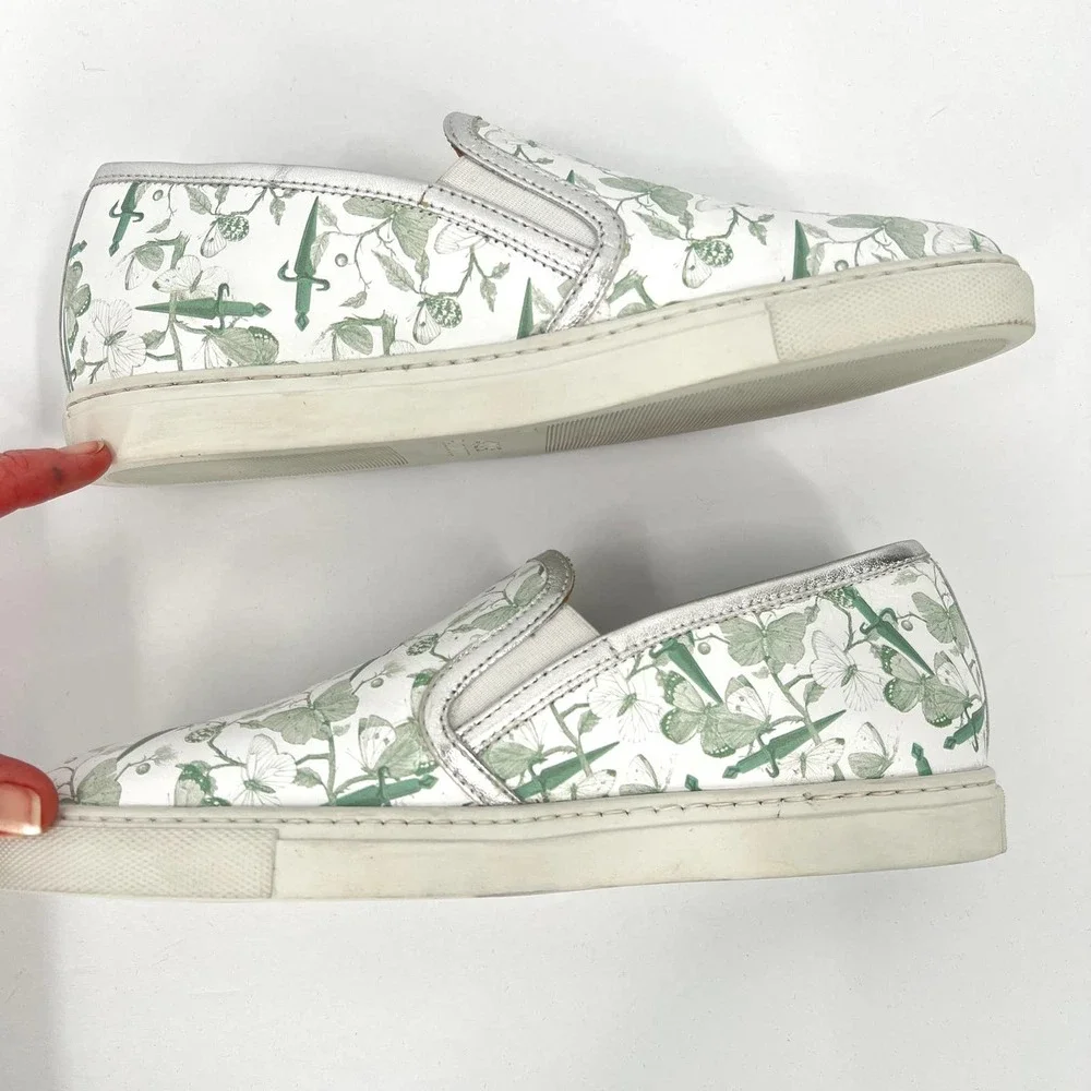 CESARE PACIOTTI 4US Shoes Women 36 White Green Butterfly Printed Slip On Sneaker - Picture 5 of 11